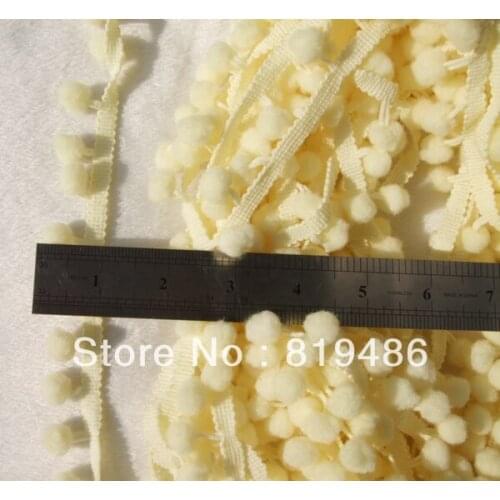 5Yards/Lot ICECREAM YELLOW color cute PomPom fringe trim draper ball Accessories sew 0.8" ball