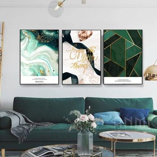 Green Agate Abstract Geometry Canvas Painting Nordic Posters and Prints Wall Art Pictures for Living room Modern Home Decor