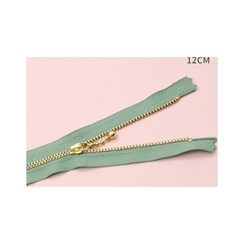 Free shipping 10pcs/lot Light green 12cm gold teeth zipper metal zipper water head diy craft bag zipper closed end zipper