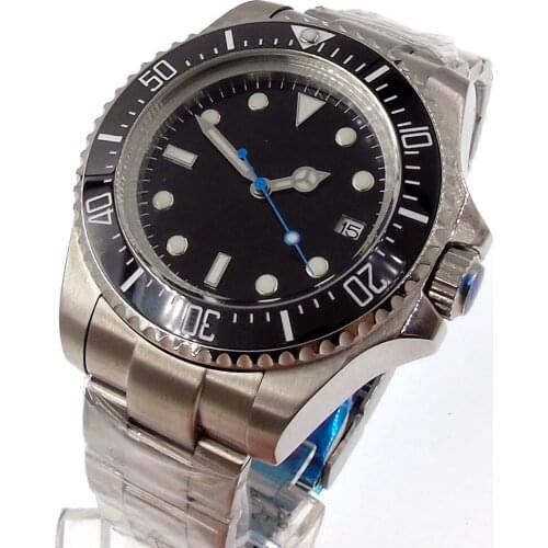44mm Black Sterile Dial Ceramic Bezel Date Deployment NH35A Automatic Mechanical Mens Watch