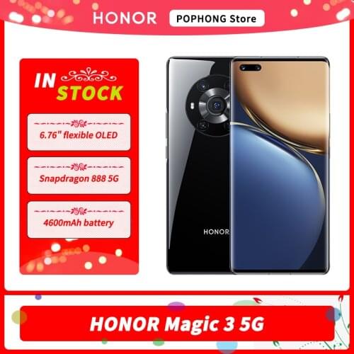 HONOR Magic 3 5G Mobile Phone 6.76 Inch 120Hz OLED Flexible Curved Screen Snapdragon 888 Octa Core 66W SuperCharge in screen NFC