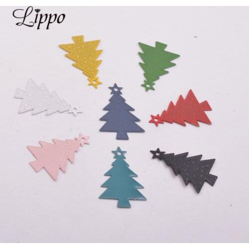 50pcs AC1265 14*20mm Painted Brass Christmas Tree Charm Tree Prints Pendant Filigree Watermark Jewelry Earring Findings