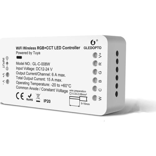 GLEDOPTO Wifi LED Controller RGBCCT Tuya Smart Life App Control For RGB Warm Cold White Dimmable Strip Light (No Hub Require)