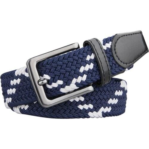 High Quality Men Women Canvas Pin Buckle Belts Casual Elastic Waistband Braided Jeans Belt 100CM