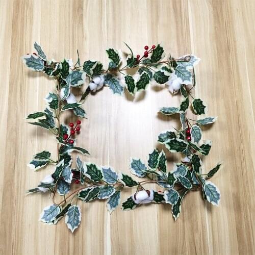 Artificial Berries Rattan Home Decoration Wall Hanging Festival Ornament Green Garland For Christmas New Year