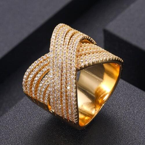 Jankelly New Hot Indian African Dubai Wide Full Prong CZ Rings For Women Superstar Party Show Jewelry Individuality Attrective