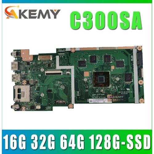 Each configuration New MB For ASUS C300SA C300S motherboard Laptop C300SA Main Board W/ 16G 32G 64G 128G-SSD 4G RAM N3160 CPU