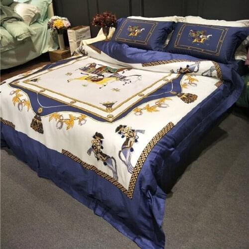 100% cotton high quality home textile printed 4pcs bedding set adult tribute silk high level duvet cover set