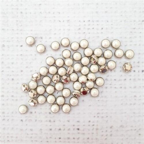 50pcs 4.5mm Round Silver+White Pearl Tiny Buttons Baby Fancy Shiny Coat Boots Sewing Doll Clothes Accessories Button