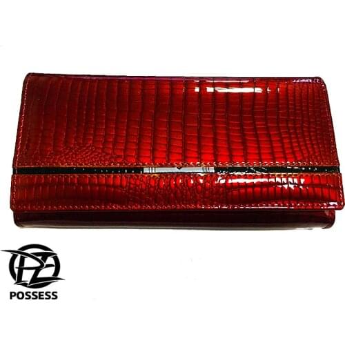 POSSESS BRAND, woman wallet geniune leather snake embossing
