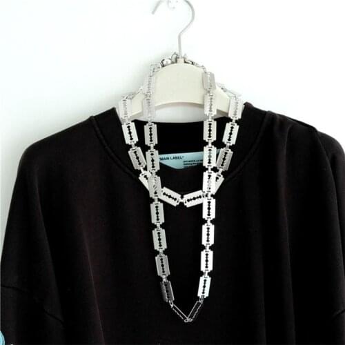 Fashion Retro Blade Styling Necklace Men Women Punk Dark Vintage Metal Necklaces Clothes Chain