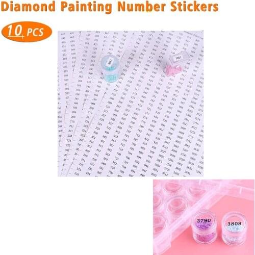 10pcs 546 grids Diamond Painting Tools Number label stickers for Diamond painting Storage Box Accessory Tools A4 size