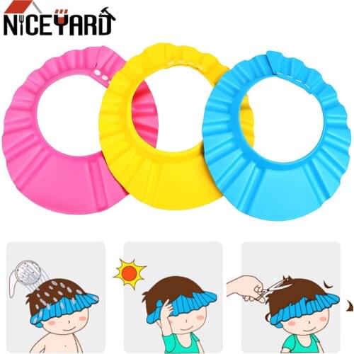 NICEYARD Bathing Bath Shower Cap Hat Adjustable Baby Care Children Kids Protect Soft Cap Wash Hair Shield Baby Shampoo Cap