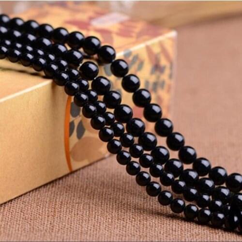 New Black Beads Chalcedony DIY Handmade Natural Stone Beads For Jewelry Making Round Shape 4 /6/8/10/12 mm