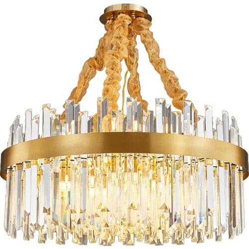 Postmodern Light Luxury Stainless Steel Crystal Chandelier Simple Living Room Dining Room Bedroom Study Lamp