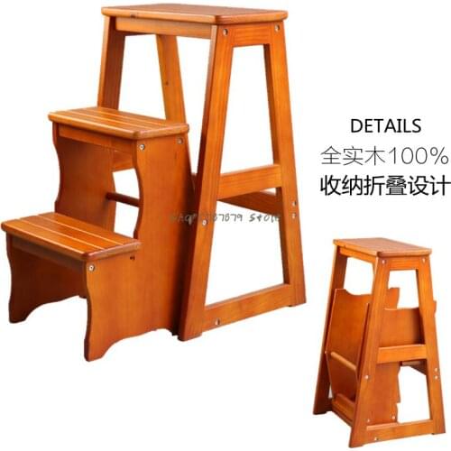 Solid Wood Folding Ladder Three-layer Stair Bench Stair Bench Household Ladder Multi-layer Storage Ladder Dual-purpose Stair Ben
