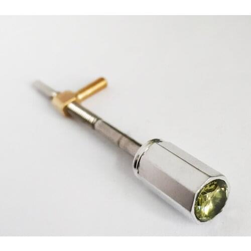 Violin Frog Button 4/4 Size Aluminum Fitting with Green Gem Gemstone Insert Frog Screw Eyelet