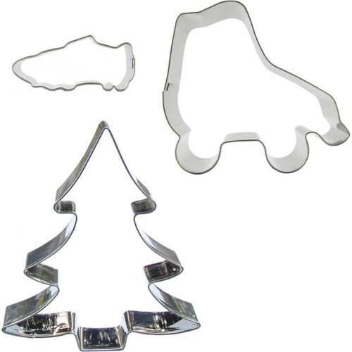 Sports Shoes, Roller Skates, Christmas tree 3 piece biscuit cutting molds, baking tools, cake decorating soft candy tools