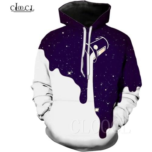 Fashion Women Men Hoodies Hoody 3D Print Milk Poured Pattern Inverted Milk Long Sleeve O-Neck Sweatshirts Casual Hoodie Pullover