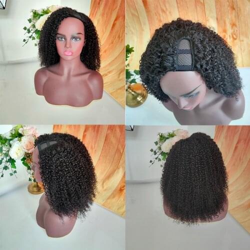 U Part Wig Human Hair Fummi Curly Wig Pre Plucked 150% Density Brazilian Remy Hair Middle/Left/Right Part U Part Opening Wig