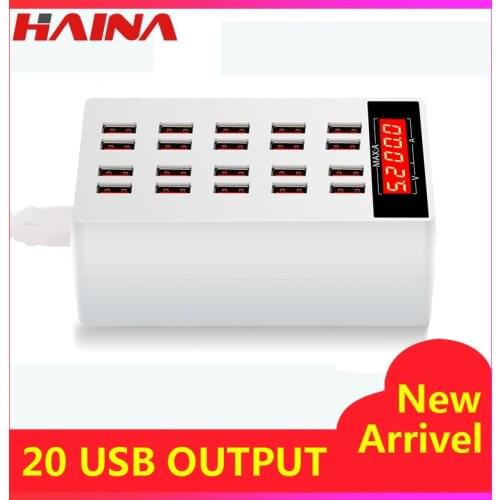 100W Multi USB Charger 20 Ports Desktop Fast Charge station 5V20A mobile phone Charger with LCD screen digital display EU US UK