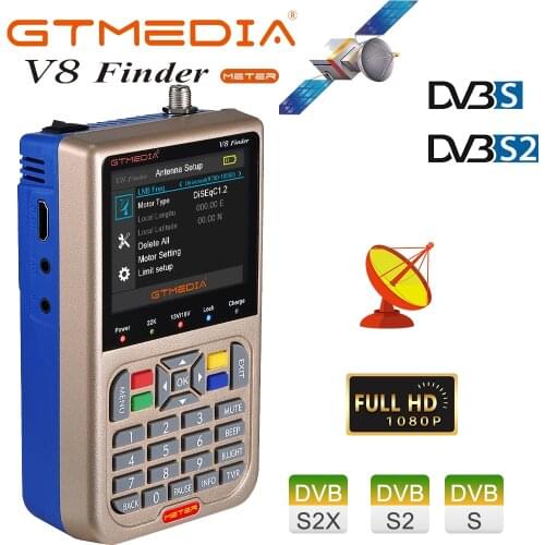 π V8 Finder Meter Digital Satellite Finder 3.5 Inch LCD 1080P HD DVB-S S2 S2X SatFinder TV Signal Receiver Locator Sat Decoder