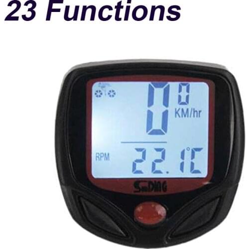 100Pcs/Lot 23 Functions Waterproof Wired Bicycle Computer Digital LCD Backlight Speedometer Odometer