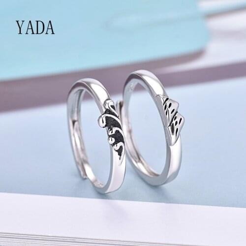 YADA GIFTS Sea Vows Mountain Covenant Wave Ring for Men&women Hollow Lover Couples Ring Engagement Wedding Jewelry Ring RG200014