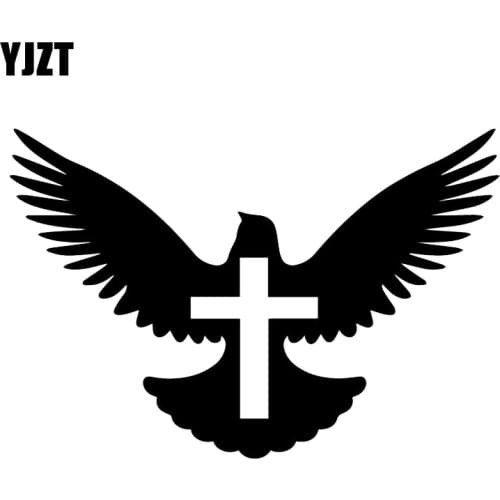 YJZT 17.8X12CM Pigeon Bird Cross Wings Rear Windshield Decoration Decal Car Sticker C25-1282