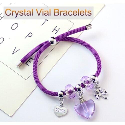 1PC Crystal Vials with Charm Bracelets For Women Cremation Jewelry Memorial Jewelry for Ash Keepsake Urn Bracelet Gift
