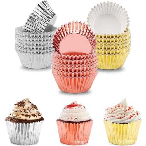 100 PCS PVC Tube Baking Utensils Color Thick Aluminum Foil Oil-proof Cake Tray