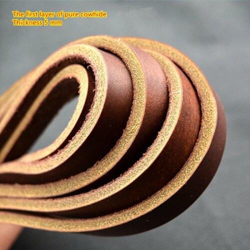 5mm Thickness Diy Top Layer Cowhide Rope Traction Belt Crazy Horse Cowhide Color Changing Oily Pet Collar Cowhide