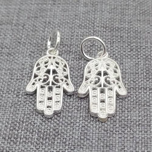 6pcs of 925 Sterling Silver Filigree Hamsa Hand Charms for Bracelet Necklace