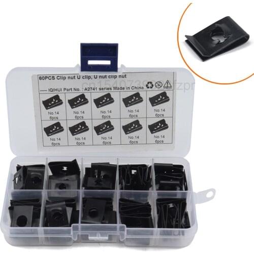 60pcs - Black U-shaped Reed Nut, Clip Nut No.14, It Is Suitable for Automobile Interior Trim Panel