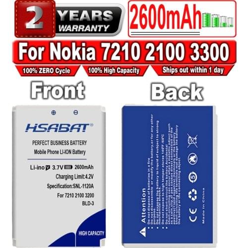 HSABAT 1850mAh BLD-3 BLD3 BLD 3 battery for Nokia 7210 2100 3300 6220 6610 7250 I6260 6200 6610 6610i 7250i Battery
