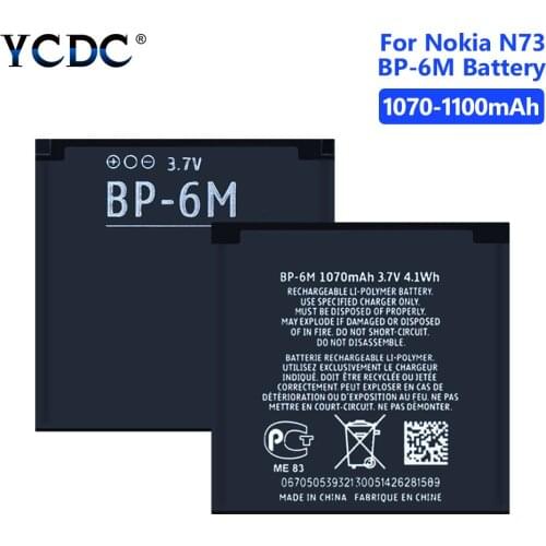1100mAh Phone Battery BP-6M For NOKIA N93 N73 9300 6233 6280 6282 3250 6151 6234 6288 9300i N77 6151 6290 N93S BP 6M