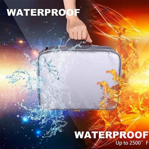 AU42 -Fireproof Waterproof Document Bag, 4-Layer Storage Bag Set with Code Lock, for A4 / A5 Files Passport