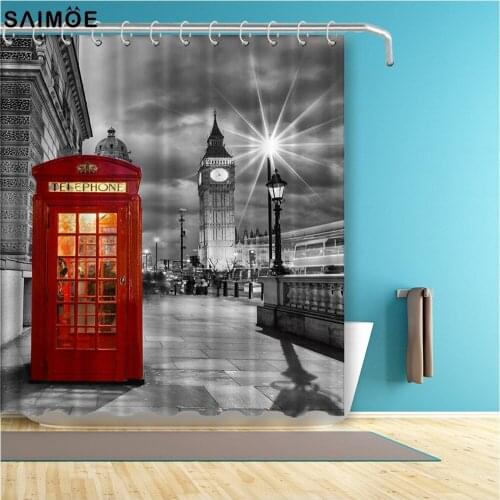 Vixm Home Choice london landmark red telephone booth Polyester Bathroom Waterproof Shower Curtain Bathtub Baththing Cover