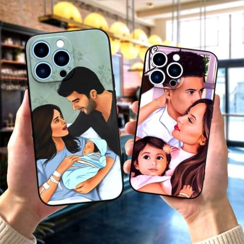 Black tpu case for iphone 5 5s se 6 6s 7 8 plus x 10 cover for iphone XR XS 11 pro MAX case Mom Dad Baby family