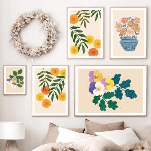 Flower Market Vase Daisy Flower Wall Art Canvas Painting Nordic Posters And Prints Wall Pictures For Living Room Decor Aesthetic