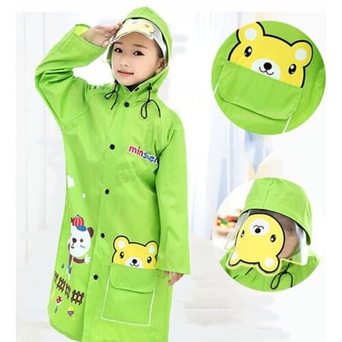 Boys Raincoat Kids Long Hooded Girls Poncho Backpack Yellow Blue Camping Baby Rain Coat Kids Suit Capa De Chuva Rain Cover 6YY94