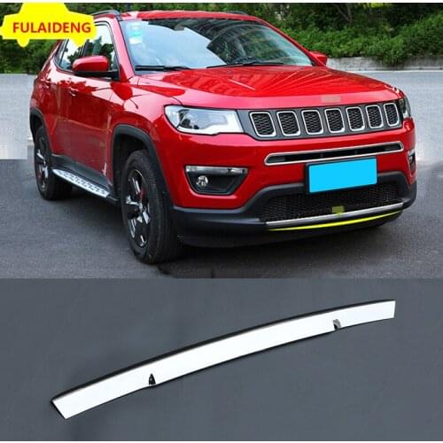 For Jeep Compass 2017-2020 ABS Chrome Front Center Grille Bumper Cover Trim Molding Car Styling Accessories