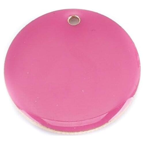 Doreen Box Fashion Copper Enamelled Sequins Charms Gold Color Metal Candy Color Round Pendants Jewelry Gifts 20mm Dia., 5 PCs