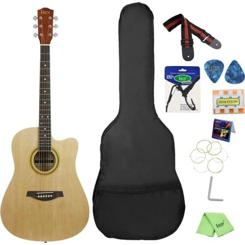 41Inch Cutaway Electric Guitar Smooth Fingerboard Strap String Pick Six-hole Tune Flute Capo Wrench Polish Cloth Guitar Kit