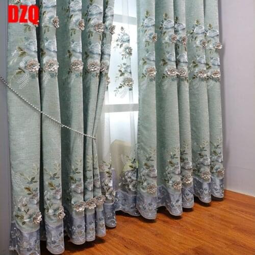 European Embossed Embroidered Curtains High-end Chenille Fabrics Custom For Living Room Bedroom Luxury Window Treatments