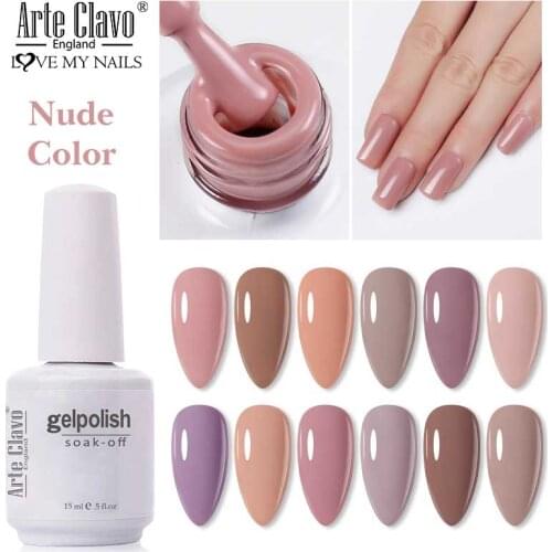 Arte Clavo Nude Colors Gel Nail Polish Varnish White Pink Red Nail Manicure Semi-Permanent Nail Gel Soak Off UV Lacquer Nail Art