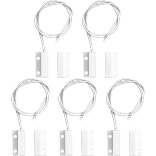 Hot 5 Pcs Mc-38 Wired Door Window Sensor Magnetic Switch For Home Alarm System,When Sensor Together,Normally Closed Nc