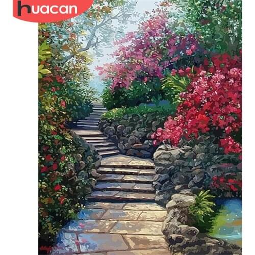 HUACAN Paint By Number Flower Hand Painted Painting Art Gift DIY Pictures By Numbers Landscape Kits Drawing On Canvas Home Decor
