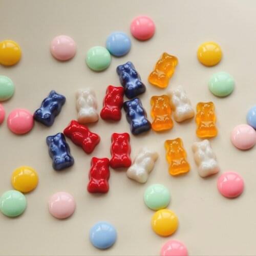Io customized multi-color bear gummy resin half pill patch ins cute style Japanese diy hand-made accessories