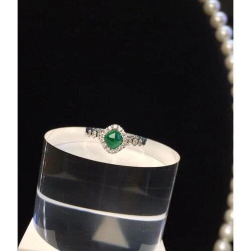 JX1030 Emerald Ring 0.47ct Pure 18 K Gold Jewelry Nature Sugar Loaf Emerald Diamond Female Rings for women Fine Ring